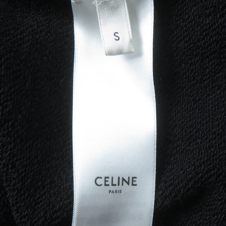 美品☆CELINE セリーヌ 24SS 2Y70F6700Q クラック加工 コットンフリース オーバーサイズ フーディ パーカー S 正規品 定価170500円