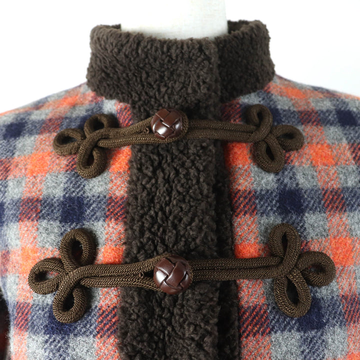 極美品☆GUCCI グッチ 20AW 633365 Rave Like You Are Five クルミボタン GGロゴ刺繍 チェック柄 コート マルチ 36 正規品 レディース