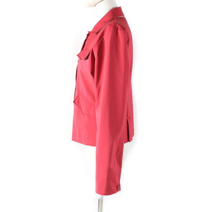 美品★Loro Piana ロロピアーナ ロゴボタン・ポケット付 ブルゾン ジャケット アウター レッド 44 イタリア製 レディース