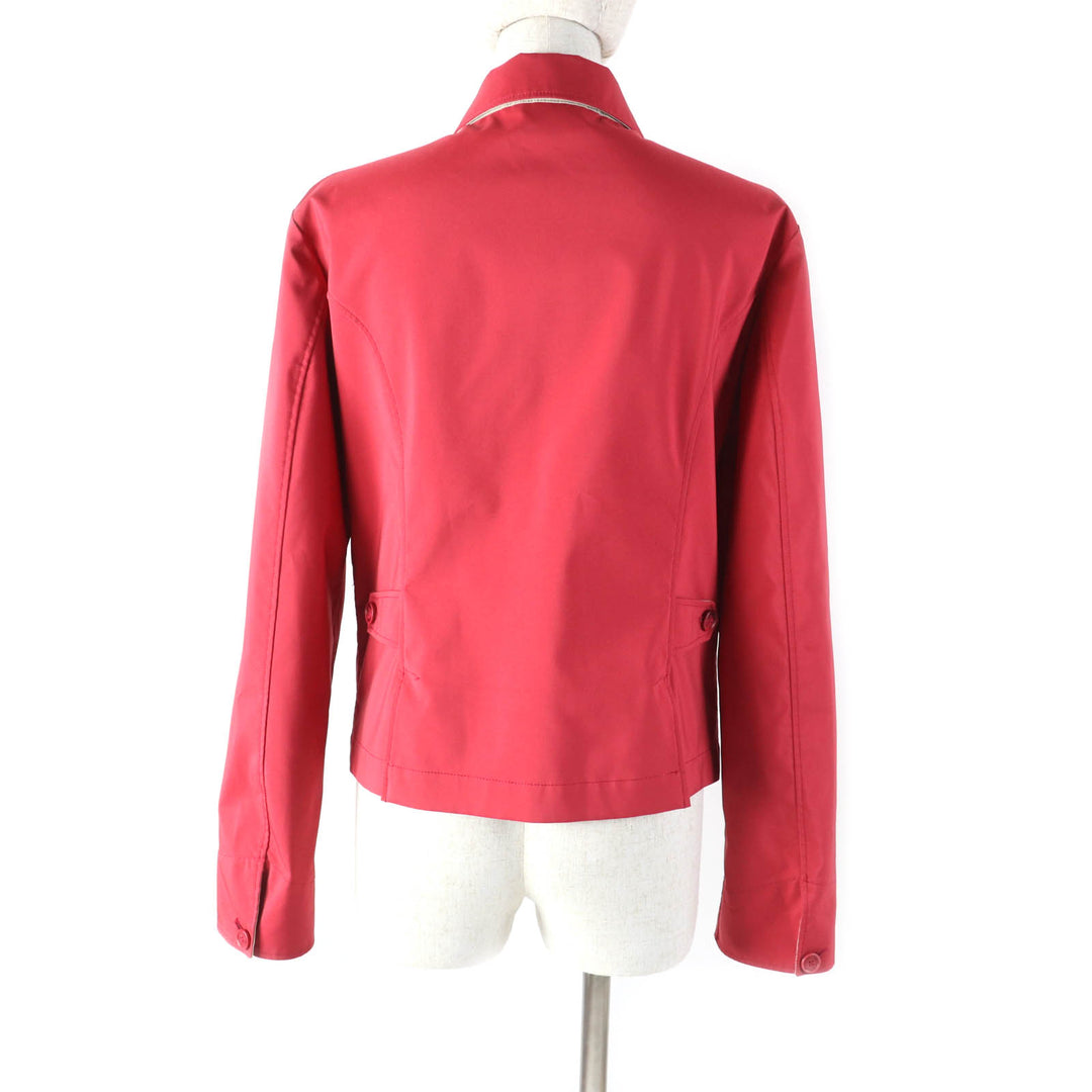 美品★Loro Piana ロロピアーナ ロゴボタン・ポケット付 ブルゾン ジャケット アウター レッド 44 イタリア製 レディース