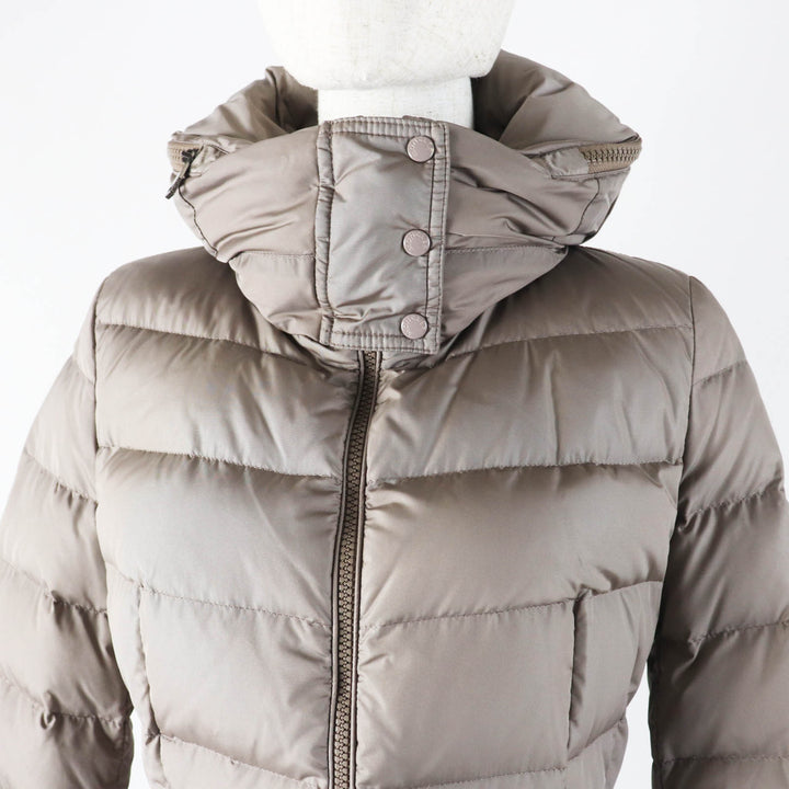 美品◎MONCLER モンクレール FLAMMETTE フラメッテ 美シルエット ワッペン・フード付 ロング ダウンコート ベージュ 00 正規品 レディース