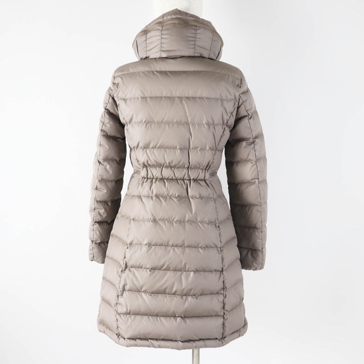 美品◎MONCLER モンクレール FLAMMETTE フラメッテ 美シルエット ワッペン・フード付 ロング ダウンコート ベージュ 00 正規品 レディース