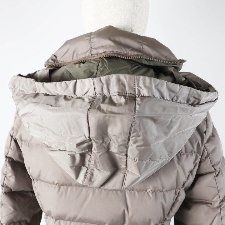 美品◎MONCLER モンクレール FLAMMETTE フラメッテ 美シルエット ワッペン・フード付 ロング ダウンコート ベージュ 00 正規品 レディース