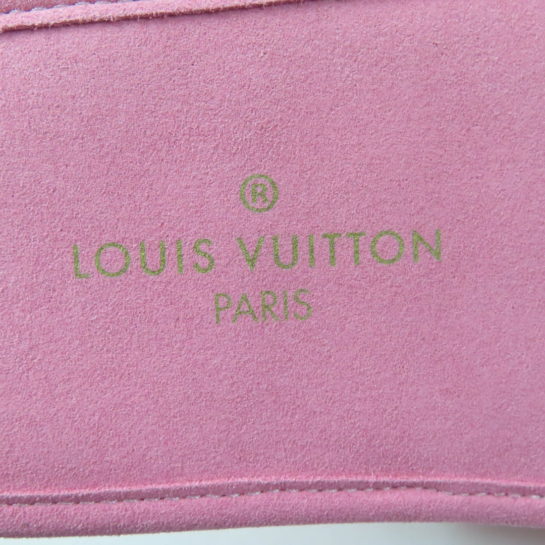 極美品★LOUIS VUITTON ルイヴィトン LVスイート・ライン ミュール ロゴ刺繍入り サテン ルームシューズ スリッパ ピンク 36-37 保存袋付