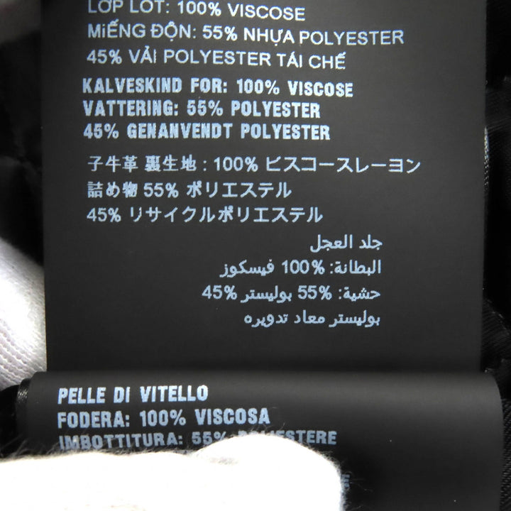 極美品△PRADA プラダ 2021年製 UPW416 カーフスキン トライアングルロゴチャーム 中綿 ダブルライダースジャケット イエロー 48 正規品