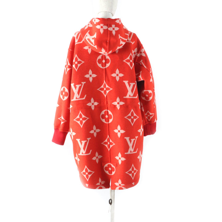 極美品★ルイヴィトン 22SS シルク混 リバーシブル ジャイアントモノグラム レザー使い フーデッド コート 38 ハンガー・ガーメント付