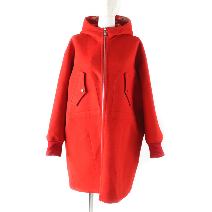 極美品★ルイヴィトン 22SS シルク混 リバーシブル ジャイアントモノグラム レザー使い フーデッド コート 38 ハンガー・ガーメント付