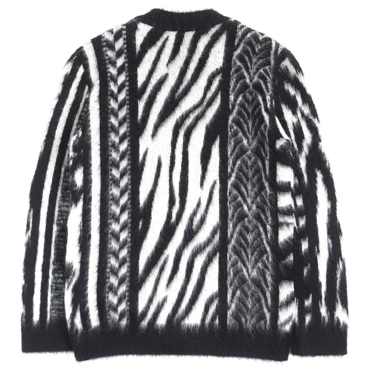 極美品△SAINT LAURENT PARIS サンローランパリ 21AW 690064 Mohair Cardigan 総柄 モヘア カーディガン オーバーサイズ XS 正規品