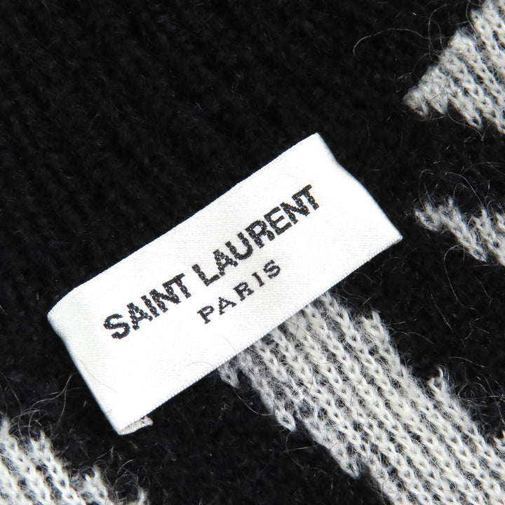 極美品△SAINT LAURENT PARIS サンローランパリ 21AW 690064 Mohair Cardigan 総柄 モヘア カーディガン オーバーサイズ XS 正規品