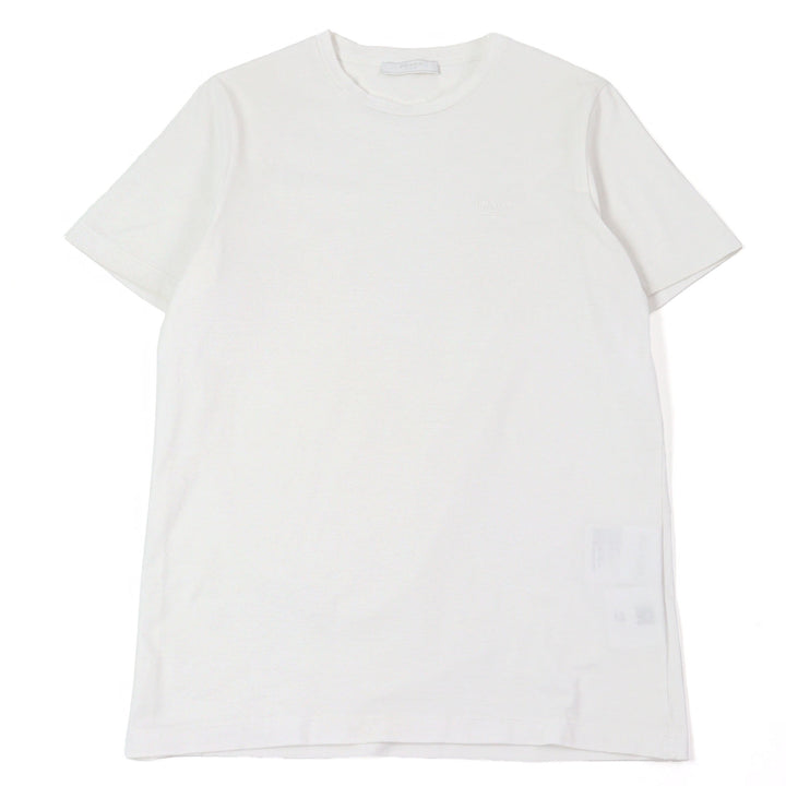 極美品○PRADA プラダ 24SS UJN884 コットン100% ロゴ刺繍 クルーネック 半袖Ｔシャツ カットソー ホワイト XS 正規品 メンズおすすめ