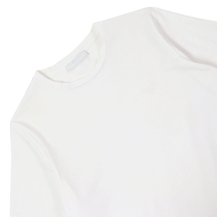 極美品○PRADA プラダ 24SS UJN884 コットン100% ロゴ刺繍 クルーネック 半袖Ｔシャツ カットソー ホワイト XS 正規品 メンズおすすめ