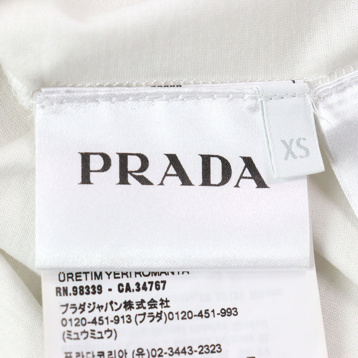 極美品○PRADA プラダ 24SS UJN884 コットン100% ロゴ刺繍 クルーネック 半袖Ｔシャツ カットソー ホワイト XS 正規品 メンズおすすめ