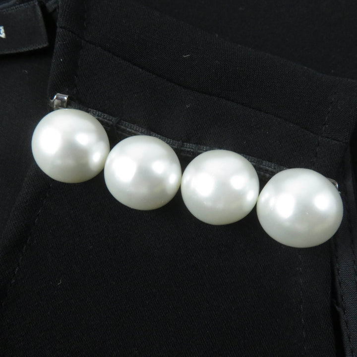 美品☆YOKO CHAN ヨーコチャン YCB-219-127 フェイクパール付 ノースリーブ ブラウス ブラック 　38 日本製 正規品 レディース
