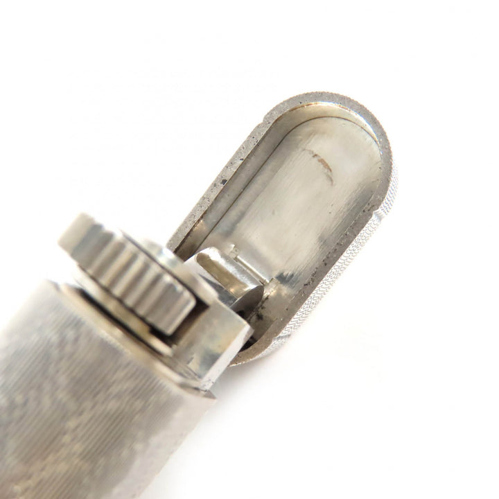 良品△Cartier カルティエ 総柄 格子柄 オーバル ローラー式 ガスライター 喫煙グッズ ライター シルバー メンズ 着火確認済み