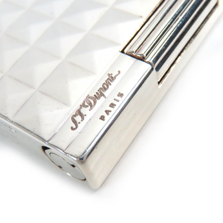 良品△Dupont デュポン ギャッツビー ダイヤモンドヘッド ロゴ スクエア ローラー式 ガスライター 喫煙グッズ シルバー 着火確認済み