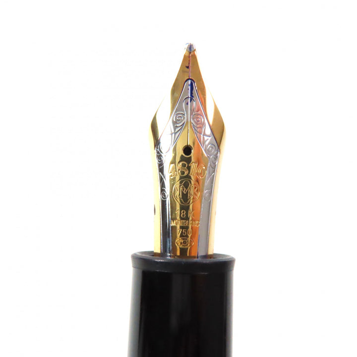 極美品▼MONTBLANC モンブラン マイスターシュテュック ペン先18K Bニブ ホワイトスター 万年筆 ブラック ゴールド ドイツ製 メンズ