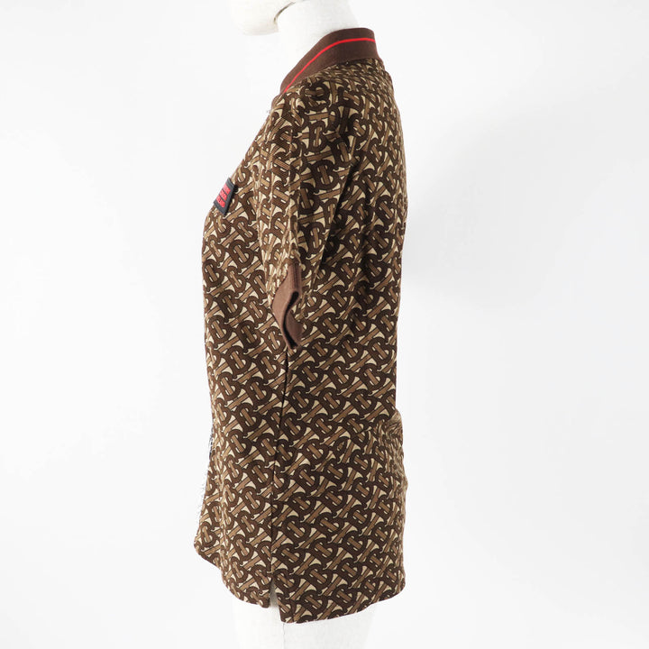 美品◎BURBERRY バーバリー 8018544 TBモノグラム ラバーロゴワッペン付き 半袖ポロシャツ ブラウン XXS 正規品 レディース