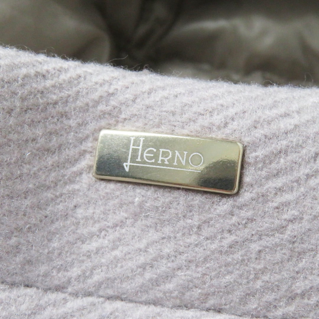 極美品◎Herno ヘルノ 2019年製 PI0983D ウール ナイロン 切り替えデザイン ダウンコート グレー ベージュ 40 伊製 正規品 レディース