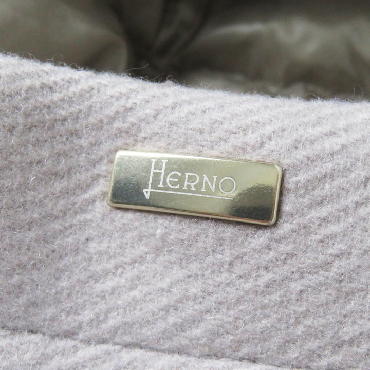極美品◎Herno ヘルノ 2019年製 PI0983D ウール ナイロン 切り替えデザイン ダウンコート グレー ベージュ 40 伊製 正規品 レディース