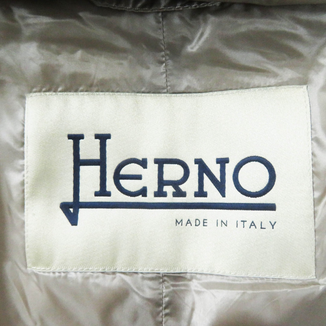 極美品◎Herno ヘルノ 2019年製 PI0983D ウール ナイロン 切り替えデザイン ダウンコート グレー ベージュ 40 伊製 正規品 レディース
