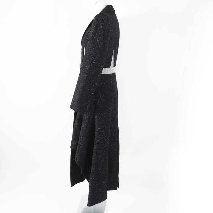 極美品◎Alexander McQueen アレキサンダーマックイーン 20AW 627522 ランウェイ着 アシンメトリー ロングツイードコート 40 定349000円