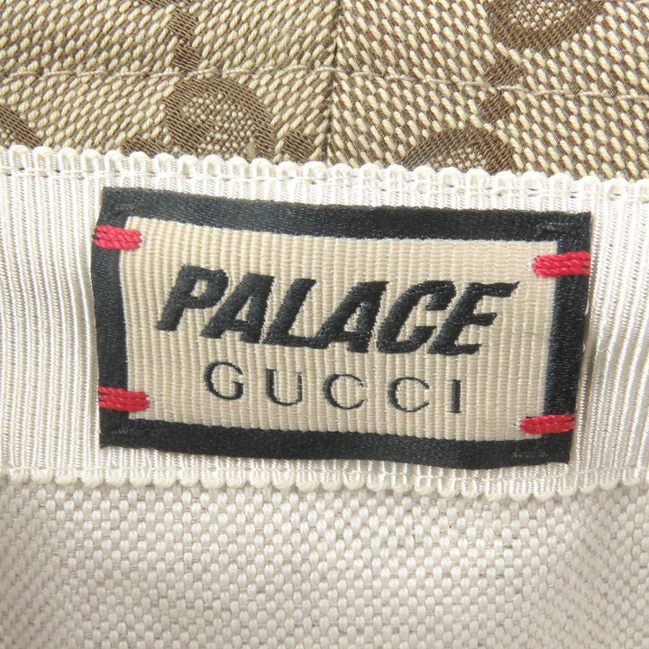 美品□GUCCI Palace グッチ パレス 726133 GGキャンバス ウェブライン バケットハット 帽子 ベージュ M/58cm イタリア製 正規品 メンズ