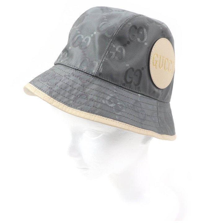 極美品□GUCCI グッチ 627115 Off The Grid GGロゴ総柄 レザーパイピング バケットハット 帽子 グレー S/57cm イタリア製 正規品 メンズ