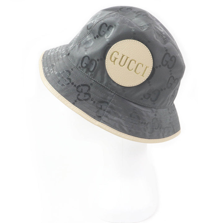 極美品□GUCCI グッチ 627115 Off The Grid GGロゴ総柄 レザーパイピング バケットハット 帽子 グレー S/57cm イタリア製 正規品 メンズ
