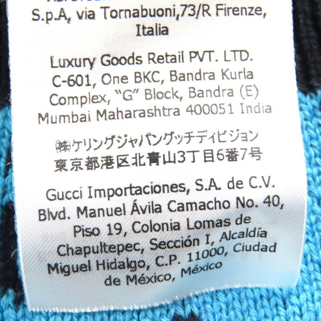未使用品△GUCCI グッチ 2020年製 661156 ウール コットン GG柄 Vネック ロゴボタン ニット カーディガン ブルー ブラック L 伊製 正規品