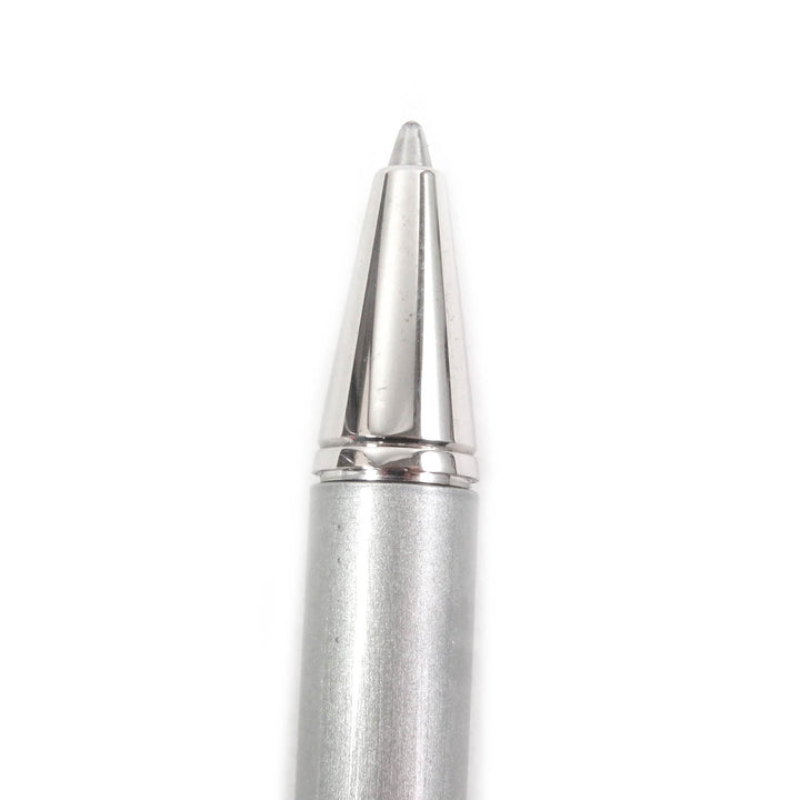 美品□Cartier カルティエ サントス ドゥ カルティエ ロゴ入り ツイスト式 ボールペン ステーショナリー シルバー メンズ 筆記確認済み