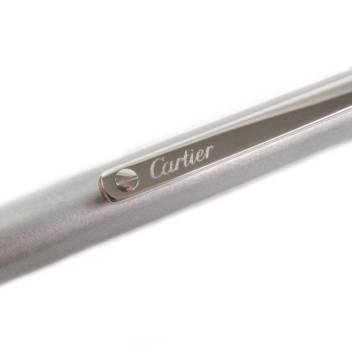 美品□Cartier カルティエ サントス ドゥ カルティエ ロゴ入り ツイスト式 ボールペン ステーショナリー シルバー メンズ 筆記確認済み