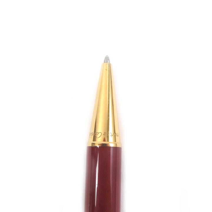美品□Cartier カルティエ トリニティ ドゥ カルティエ ドゥーブルC ロゴ入り ツイスト式 ボールペン ボルドー ゴールド 　筆記確認済み