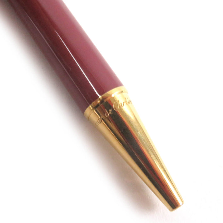 美品□Cartier カルティエ トリニティ ドゥ カルティエ ドゥーブルC ロゴ入り ツイスト式 ボールペン ボルドー ゴールド 　筆記確認済み