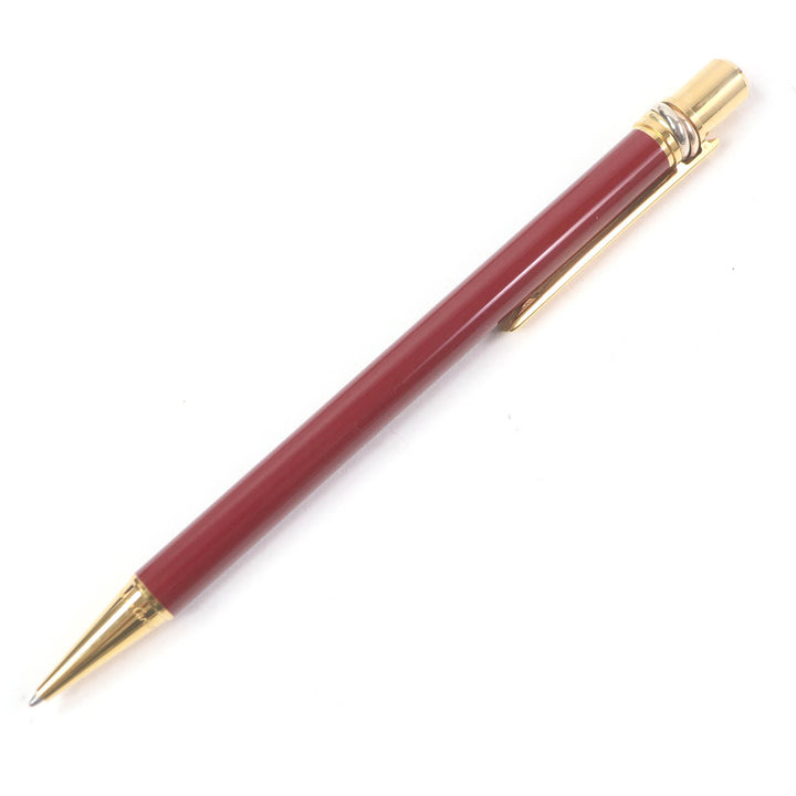 極美品□Cartier カルティエ トリニティ ドゥ カルティエ ドゥーブルC ロゴ入り ボールペン ボルドー ゴールド ケース付き 筆記確認済み