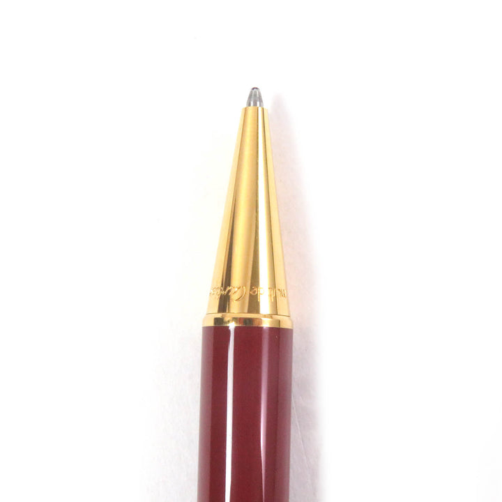 極美品□Cartier カルティエ トリニティ ドゥ カルティエ ドゥーブルC ロゴ入り ボールペン ボルドー ゴールド ケース付き 筆記確認済み
