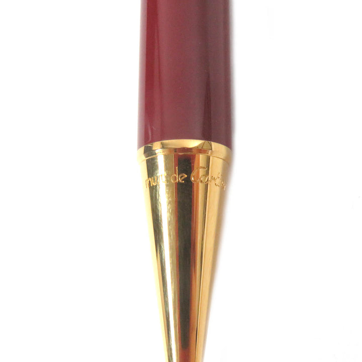 極美品□Cartier カルティエ トリニティ ドゥ カルティエ ドゥーブルC ロゴ入り ボールペン ボルドー ゴールド ケース付き 筆記確認済み