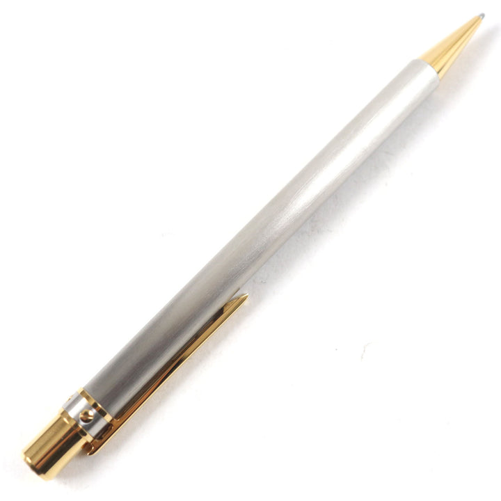 極美品○Cartier カルティエ must de cartier マスト ドゥ カルティエ ロゴ刻印 ツイスト式 ボールペン シルバー ゴールド 仏製 メンズ