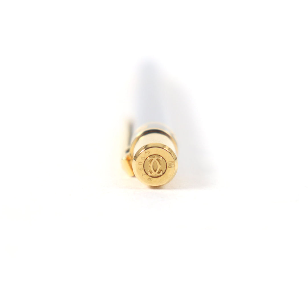 極美品○Cartier カルティエ must de cartier マスト ドゥ カルティエ ロゴ刻印 ツイスト式 ボールペン シルバー ゴールド 仏製 メンズ