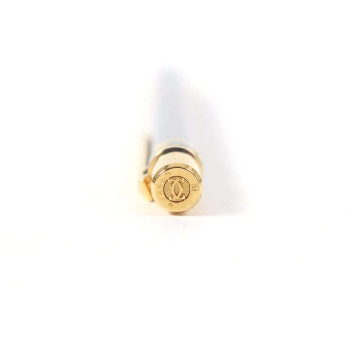 極美品○Cartier カルティエ must de cartier マスト ドゥ カルティエ ロゴ刻印 ツイスト式 ボールペン シルバー ゴールド 仏製 メンズ
