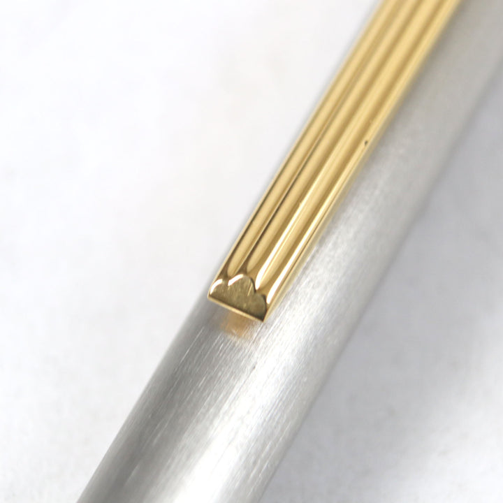 極美品○Cartier カルティエ must de cartier マスト ドゥ カルティエ ロゴ刻印 ツイスト式 ボールペン シルバー ゴールド 仏製 メンズ
