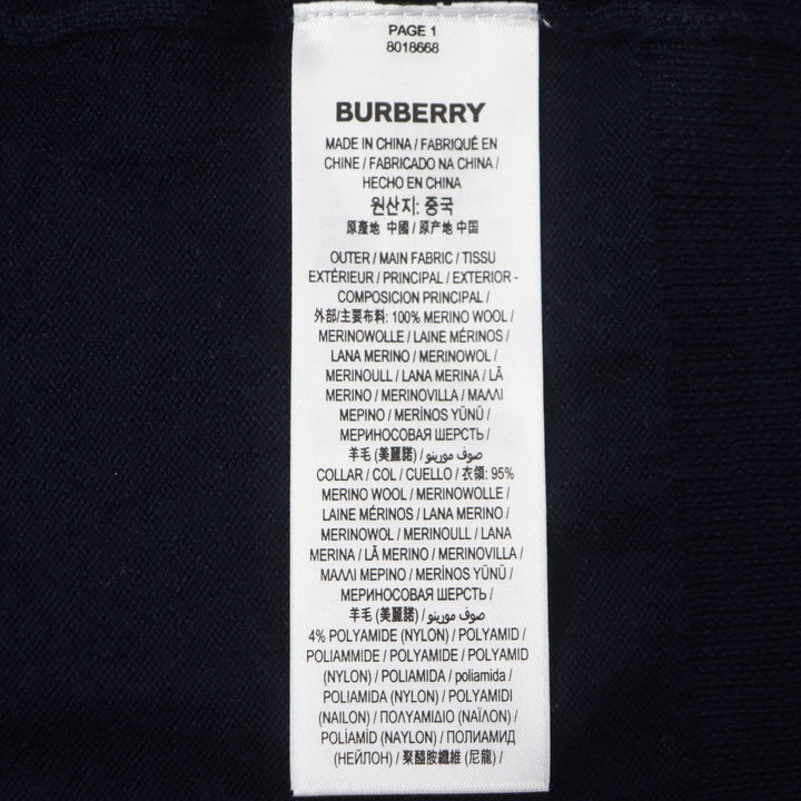 美品▼BURBERRY バーバリー 8018668 Monogram Motif Sweater ウール100% TBロゴ刺繍 クルーネック ニットセーター S 正規品 メンズ