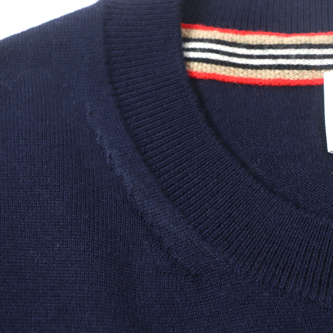 美品▼BURBERRY バーバリー 8018668 Monogram Motif Sweater ウール100% TBロゴ刺繍 クルーネック ニットセーター S 正規品 メンズ