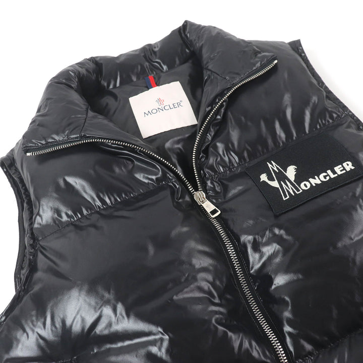 極美品□MONCLER モンクレール BANKER GILET ロゴワッペン ダブルジップ スタンドカラー ジレ ダウンベスト ブラック 0 正規品 メンズ
