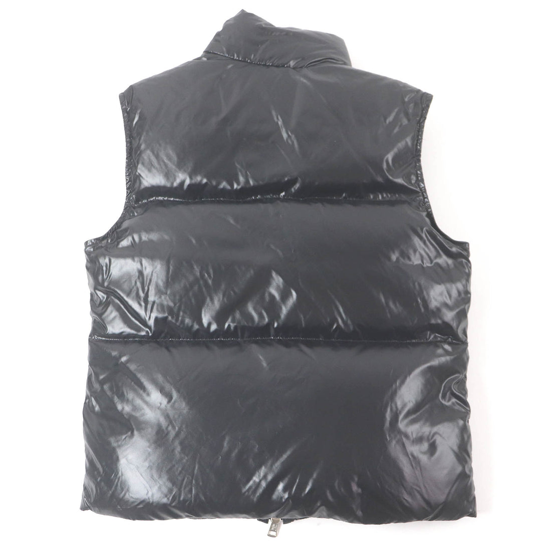 極美品□MONCLER モンクレール BANKER GILET ロゴワッペン ダブルジップ スタンドカラー ジレ ダウンベスト ブラック 0 正規品 メンズ