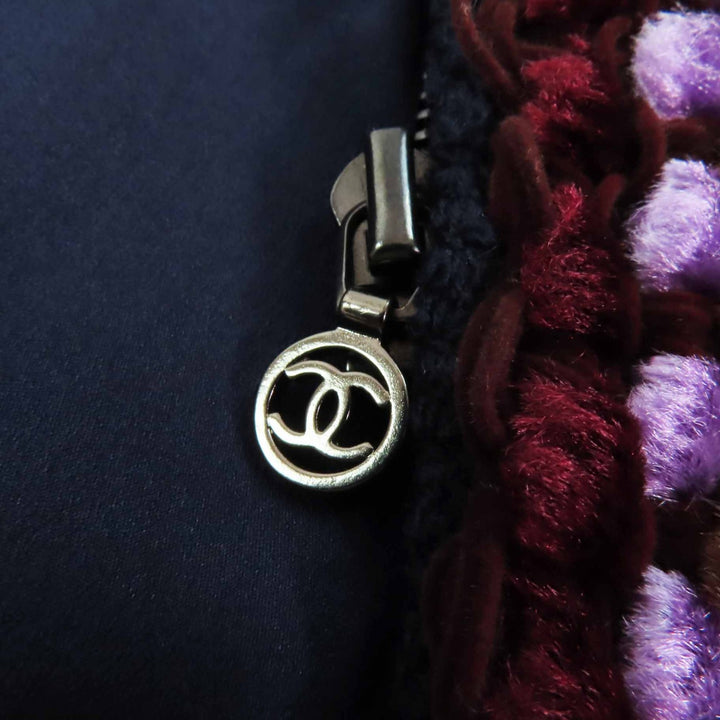 極美品◎CHANEL シャネル ヴィンテージ 97A P09407 ココマークプレート付 マルチライン 単色ツイードコート ネイビー 40 仏製 正規品