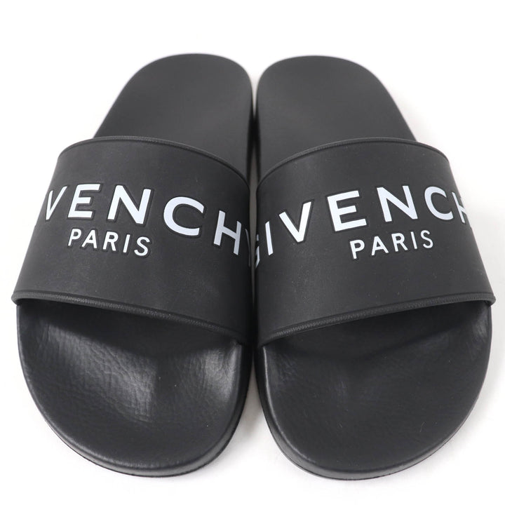 未使用品☆GIVENCHY ジバンシィ ロゴデザイン スライドサンダル ラバー フラットサンダル ブラック 35 保存袋付き イタリア製 レディース