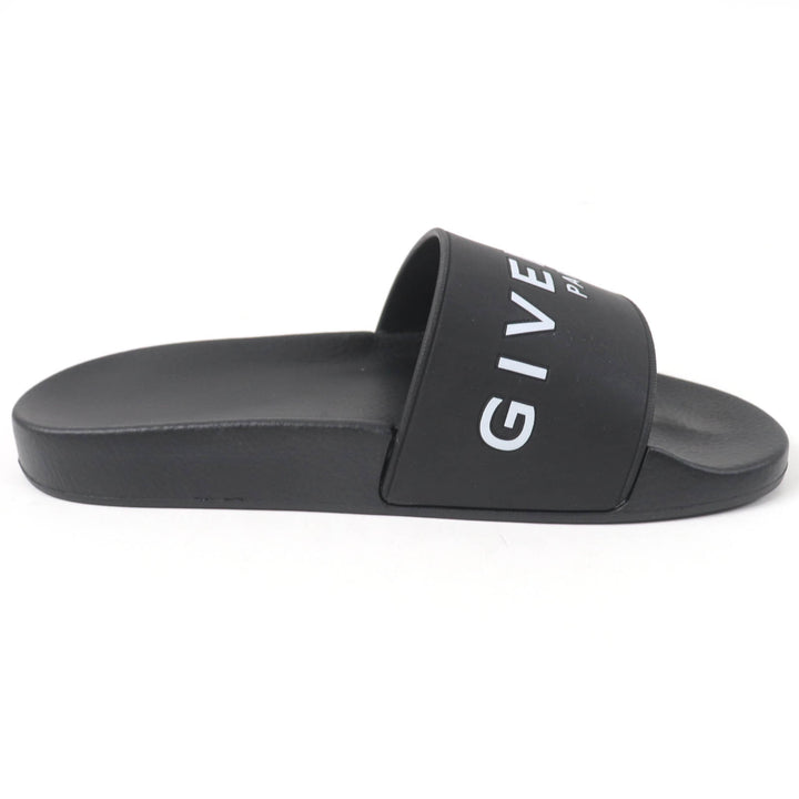 未使用品☆GIVENCHY ジバンシィ ロゴデザイン スライドサンダル ラバー フラットサンダル ブラック 35 保存袋付き イタリア製 レディース