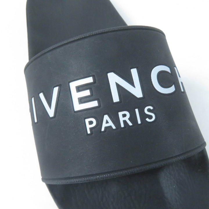 未使用品☆GIVENCHY ジバンシィ ロゴデザイン スライドサンダル ラバー フラットサンダル ブラック 35 保存袋付き イタリア製 レディース