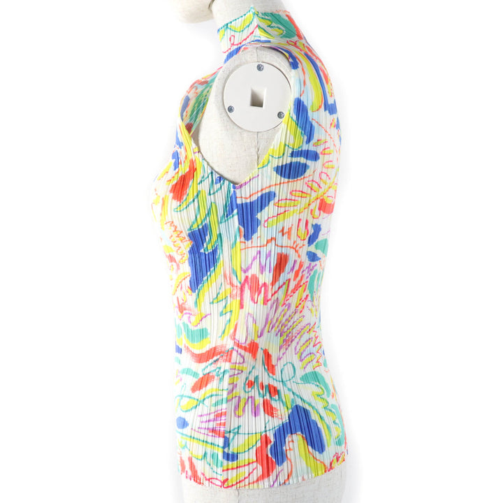 極美品☆PLEATS PLEASE プリーツプリーズ イッセイミヤケ PP11-JK221 総柄デザイン ノースリーブ カットソー マルチ 3 正規品 レディース