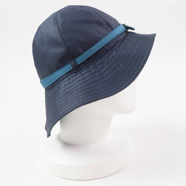 美品◎HERMES エルメス シルバー金具 ベルト付き 帽子／ハット ネイビー ライトブルー 56 フランス製 レディース
